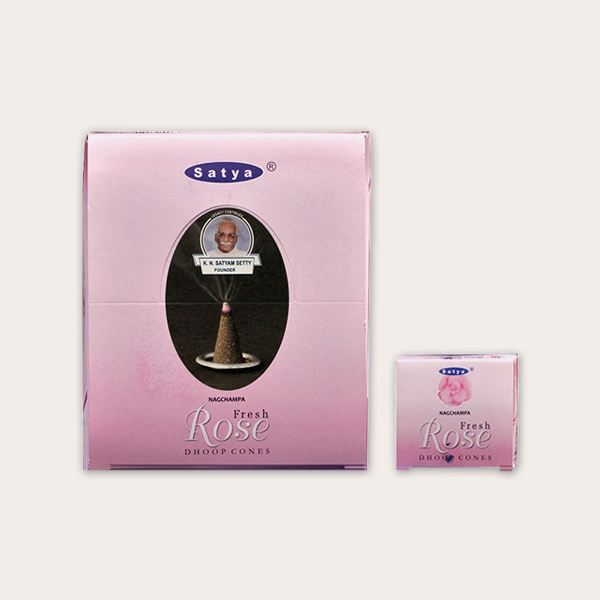 Satya Fresh Rose Dhoop Cones - 12 Pcs
